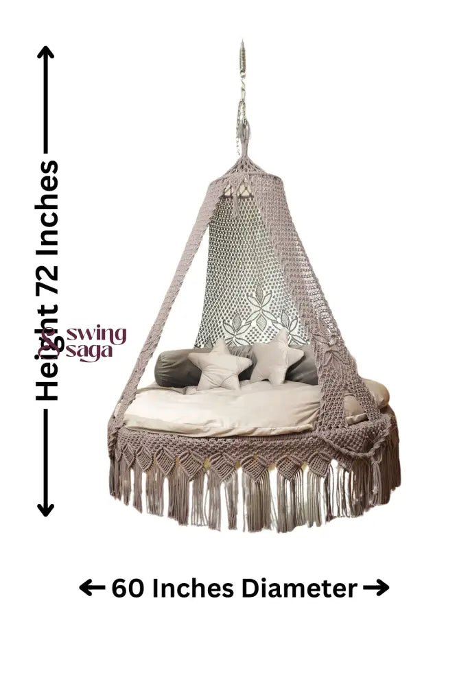 Mocha Brown Macrame Bed Swing - Swing Saga