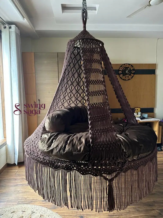 Mocha Brown Macrame Bed Swing - Swing Saga