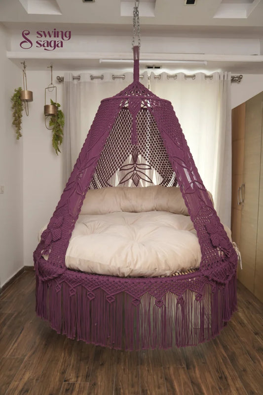 Magenta Pink Macrame Bed Swing - Swing Saga