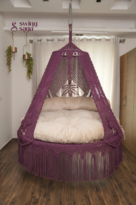 Magenta Pink Macrame Bed Swing - Swing Saga