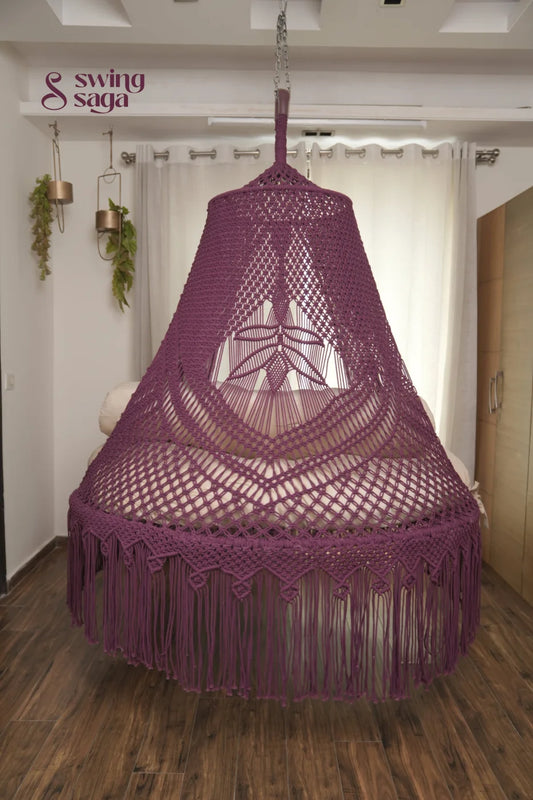 Magenta Pink Macrame Bed Swing - Swing Saga