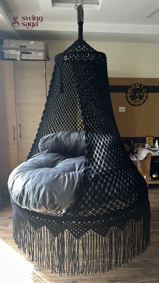 Black / Dark Grey Double seater hanging chair - Swing Saga
