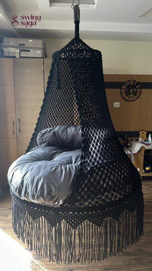 Black / Dark Grey Double seater hanging chair - Swing Saga