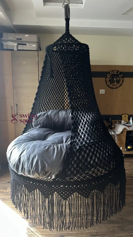 Black / Dark Grey Double seater hanging chair - Swing Saga