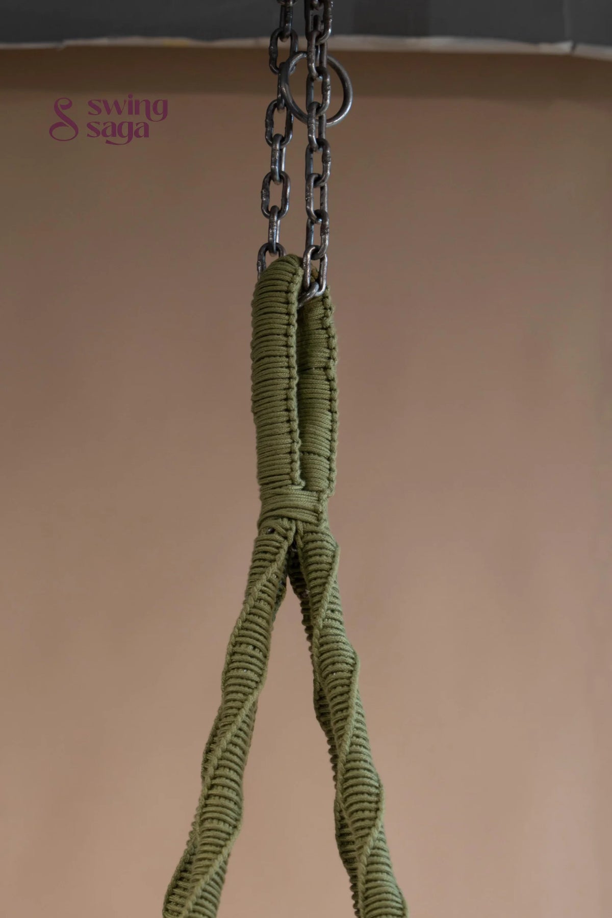 Meadow, Single Seater Olive Green Macramé Swing - Olive Green / 35*40 Inches | 72 inches in height