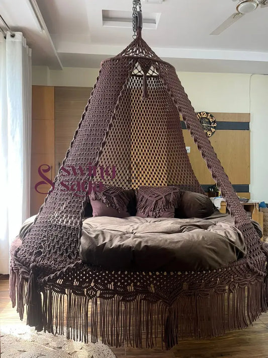 Mocha Brown Big Bed Swing 70 Inches / Cream