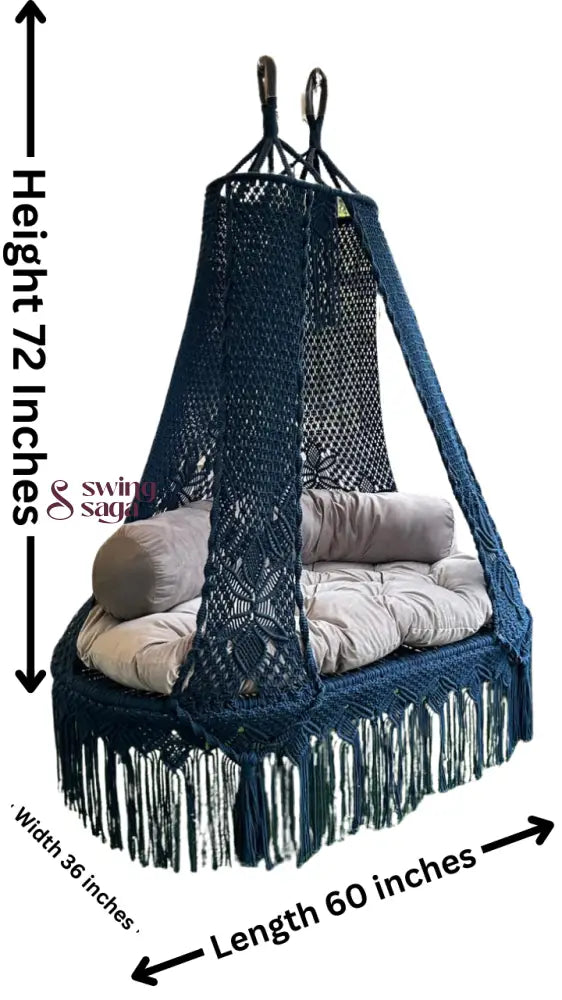 Navy Blue / Light Grey Double seater hanging chair - Swing Saga