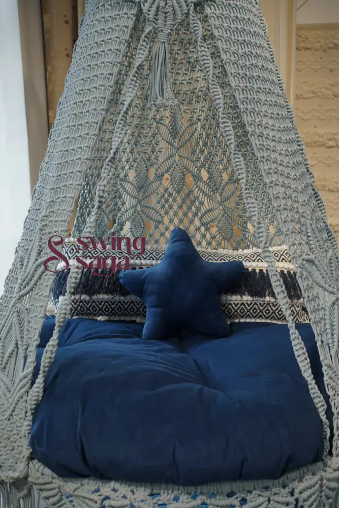 Blue cushion on a textured surface