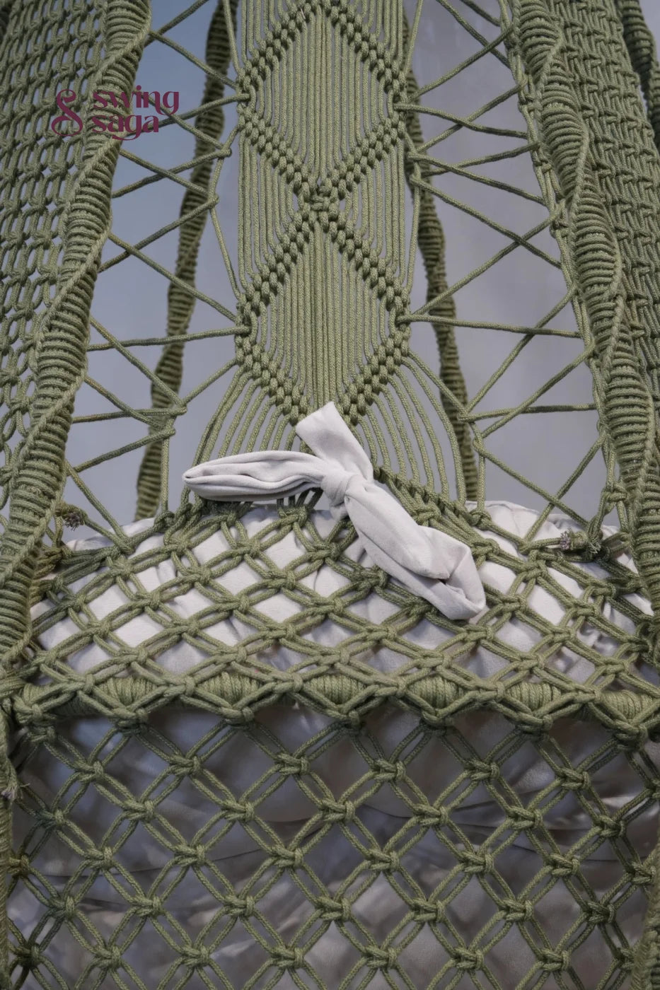 Nido Hanging Chair Swing - Green / Jute / Upholstered padded