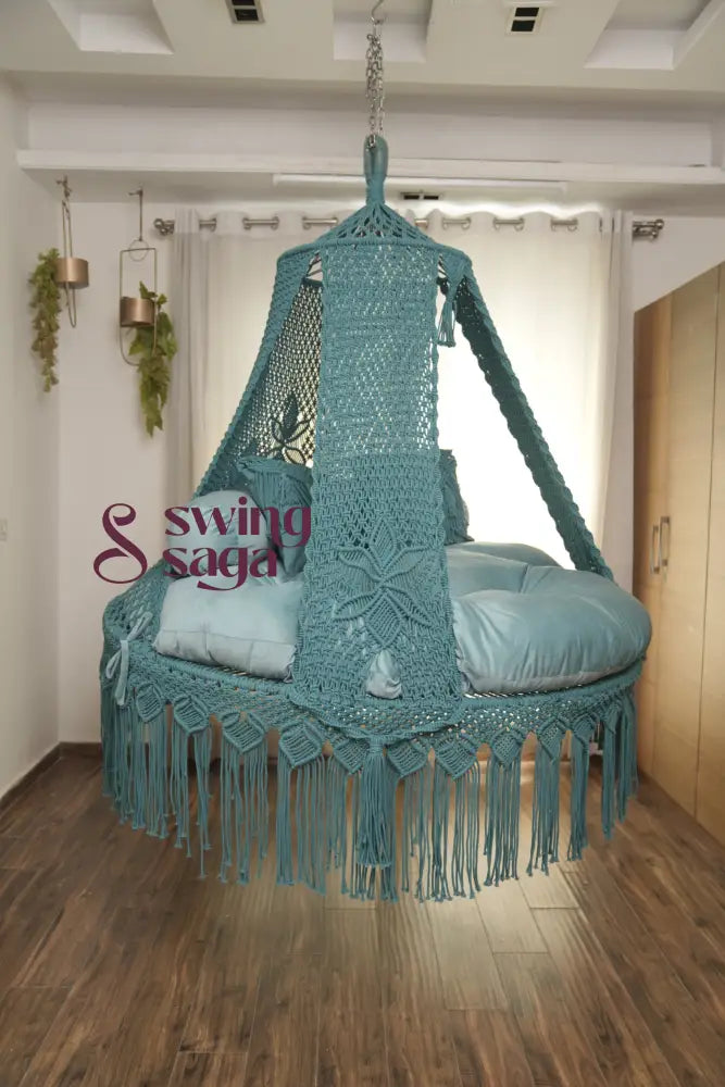 Ocean Teal Blue Bed Swing Teal Blue / Sky Blue / 65 Inches