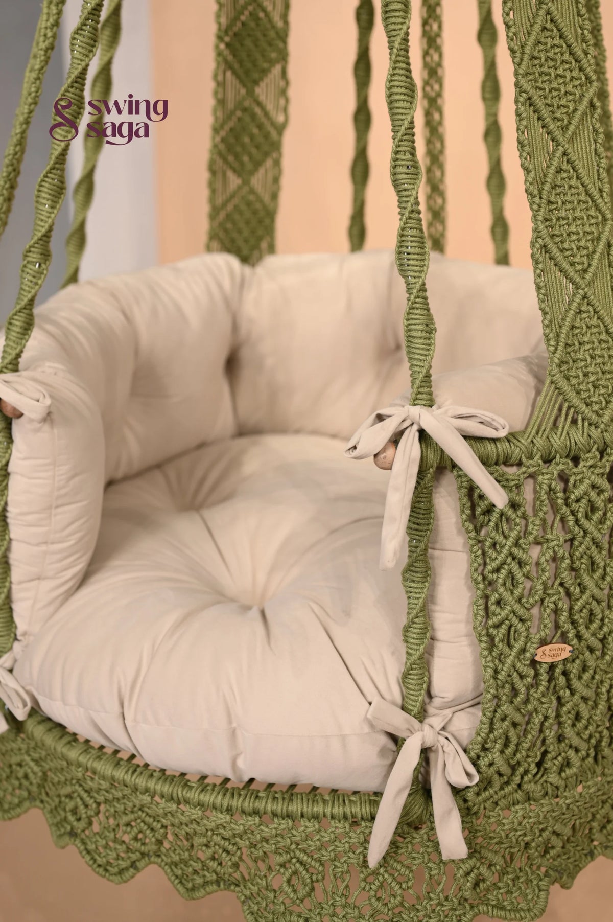 Olive colored Elowen Chair Swing for balcony space - Olive Grove / 35 Inches