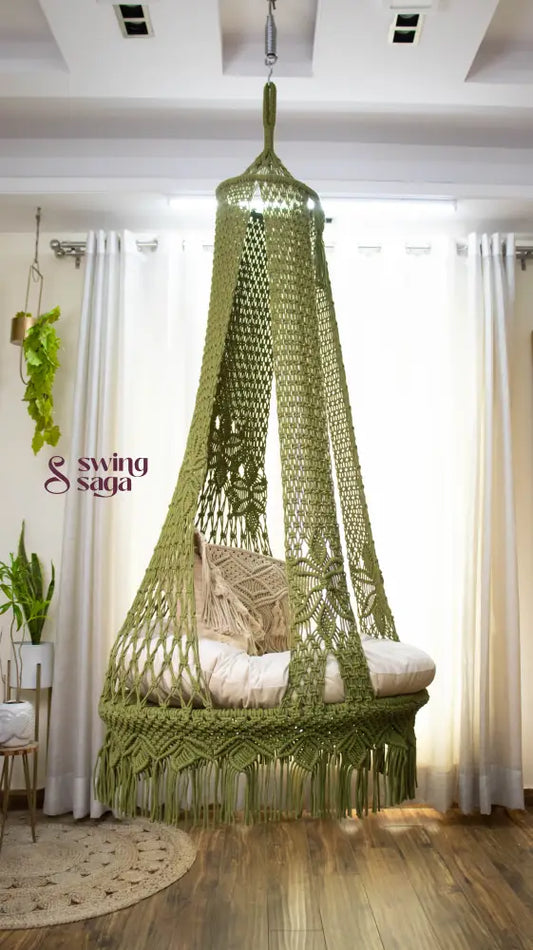 Olive Green single seater hanging chair - Swing Saga