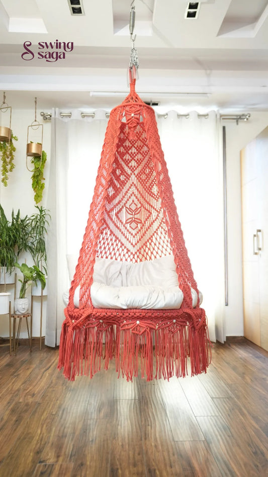 Orange single seater hanging chair - Swing Saga