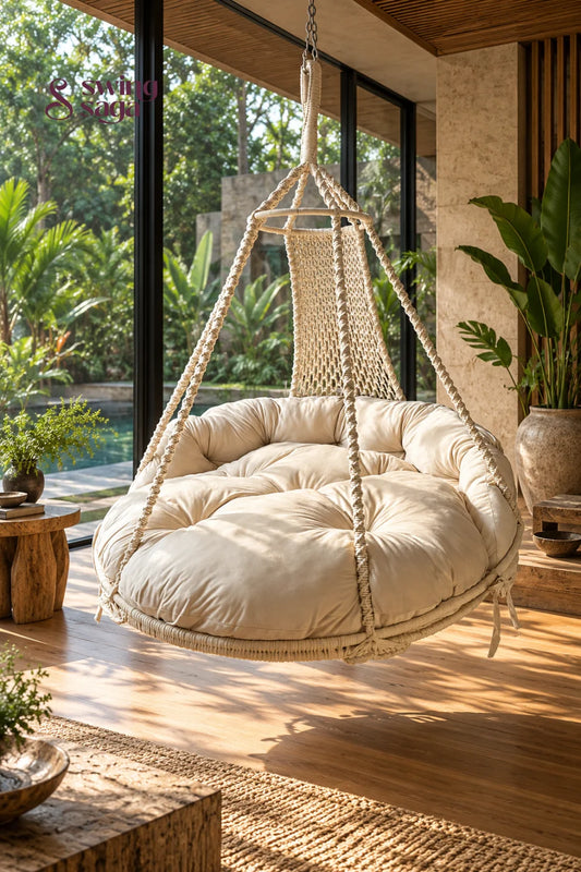 Outdoor White Porch Swing – Moon by Swing Saga - 50 Inches / IN - ju