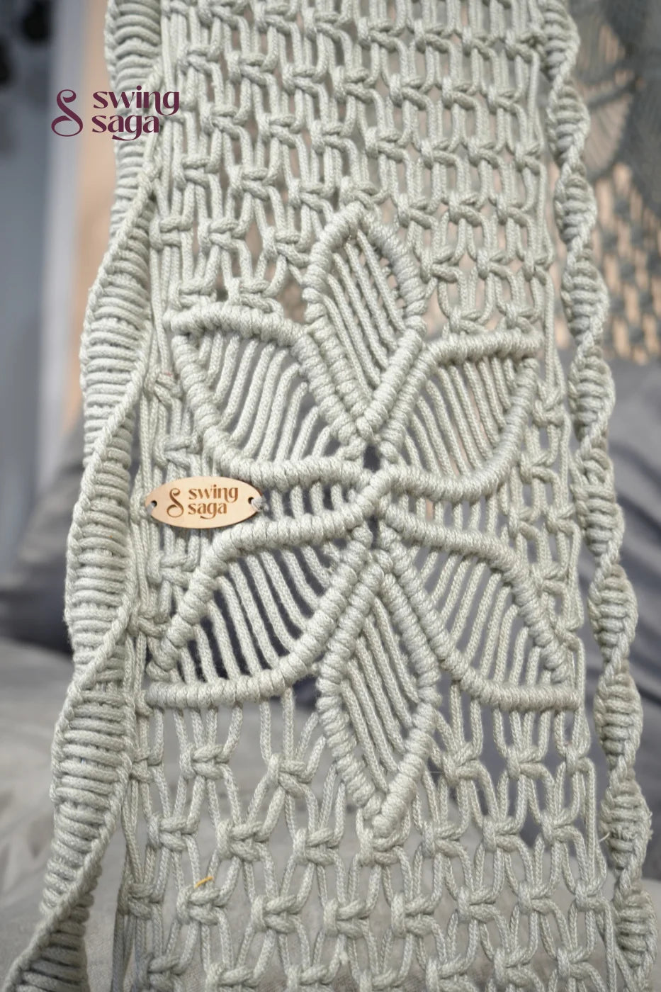 Pebble Grey – 40-Inch Single Seater Macramé Hanging Swing - 40* 40 Inches | 72 inches in height