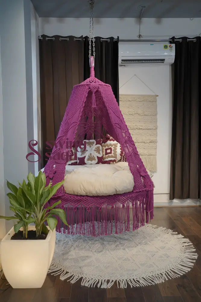 Plum macrame Bed swing 60 Inches / Magenta