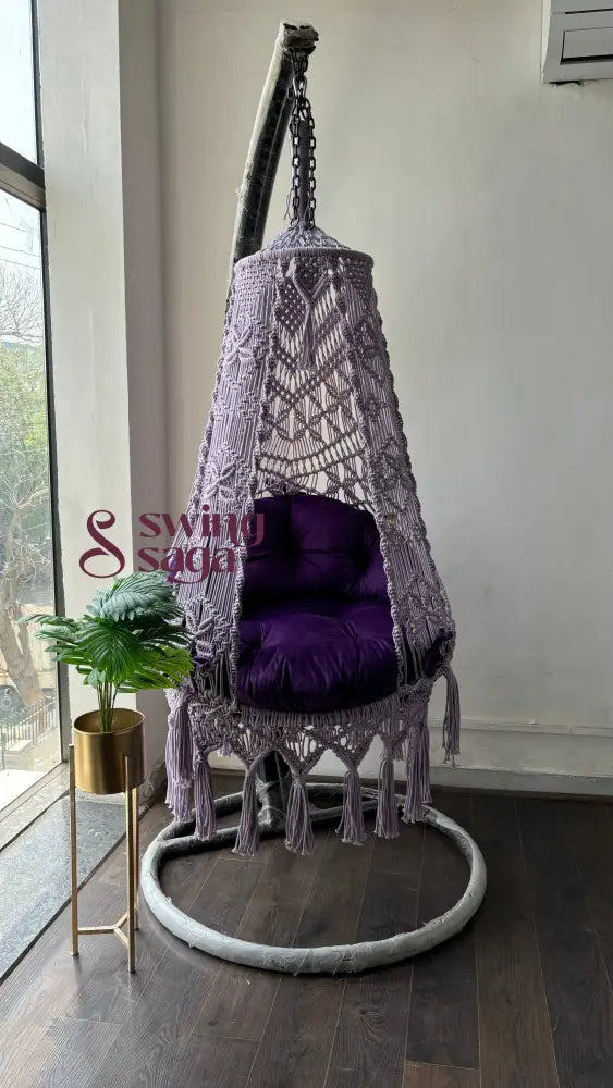 Purple Purse hanging swing with stand 30 inches / Lavender / Purple
