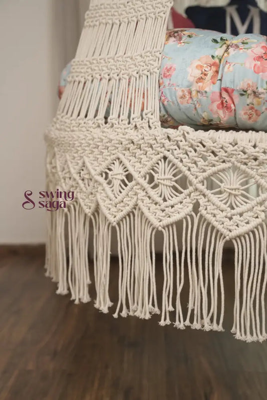 Cream White Double seater hanging chair - Swing Saga