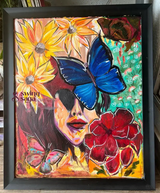 She Blooms Unseen - Women hiding in flowers Painting