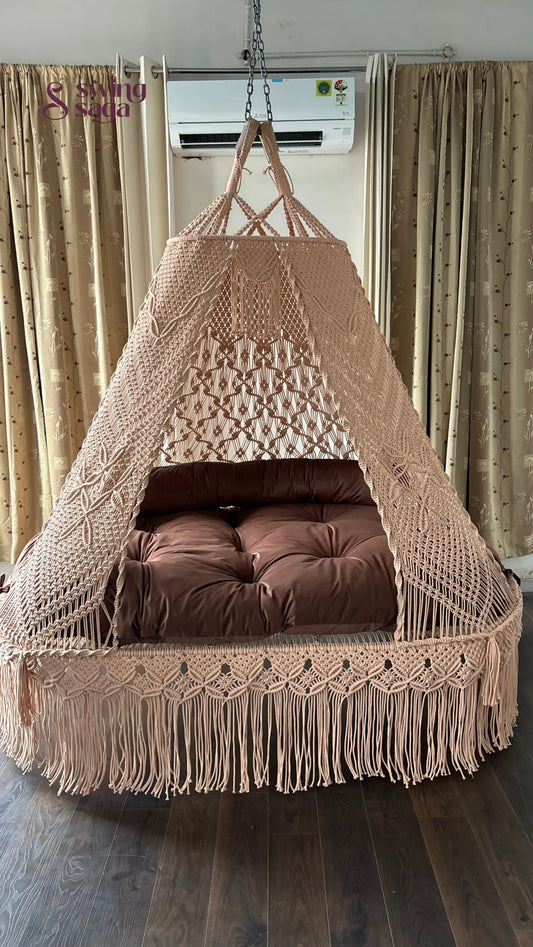Toffee Peach macrame sofa swing - Swing Saga