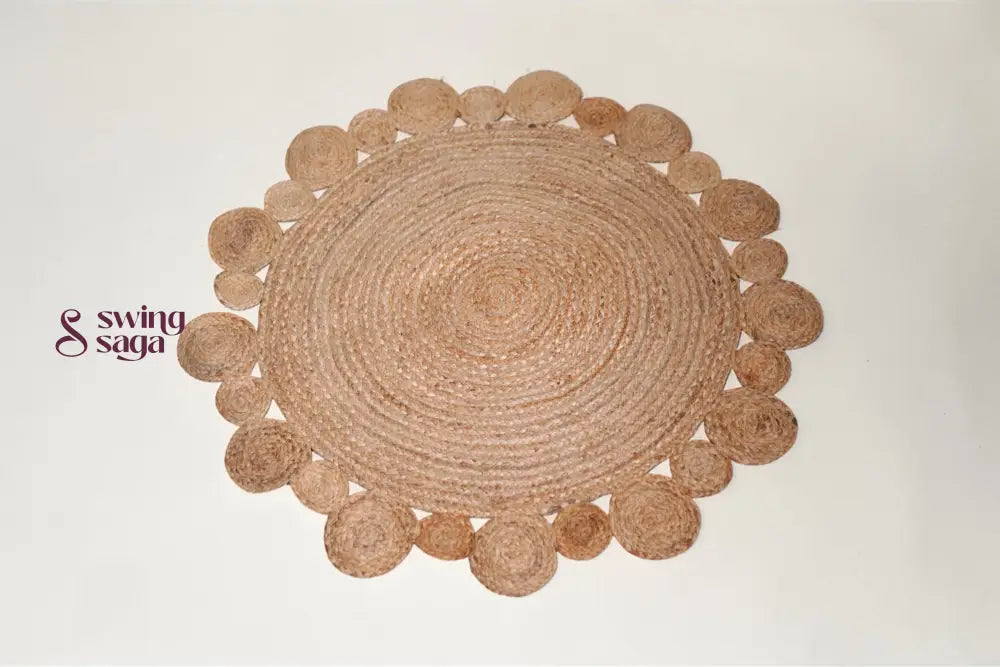 Round woven placemat on a white background