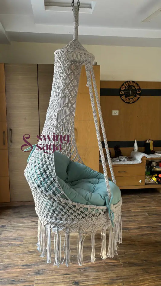 Tinker blue chair swing for home 40 Inches / White / Sky Blue