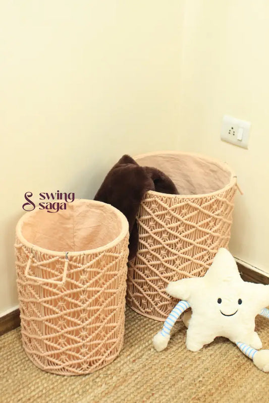 Toffee Peach Laundry Baskets - Set Of 2