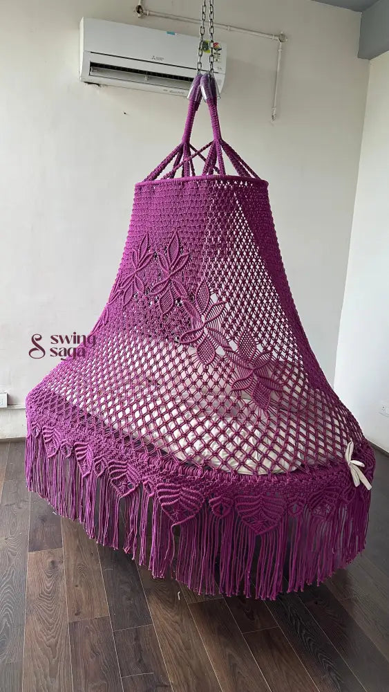 Velvet Magenta Sofa Swing 70 Inches / Orchid / Cream