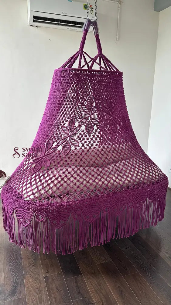 Velvet Magenta Sofa Swing 70 Inches / Orchid / Cream