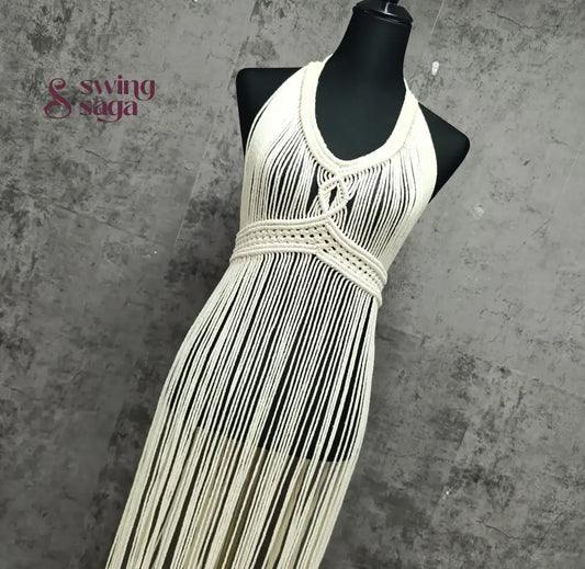 White macrame dress for women