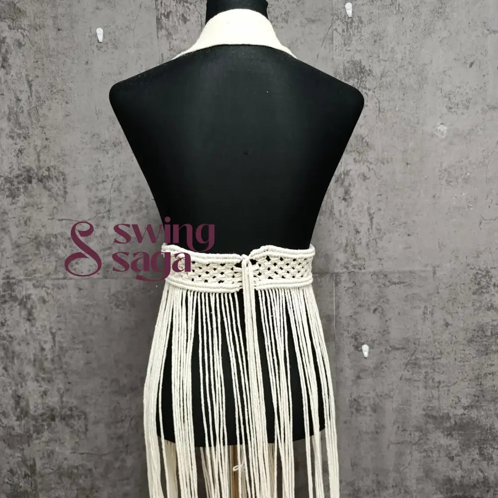 White macrame dress for women