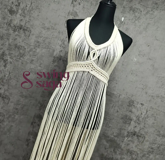 White macrame dress for women