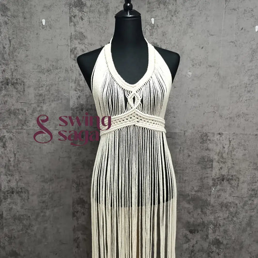 White macrame dress for women