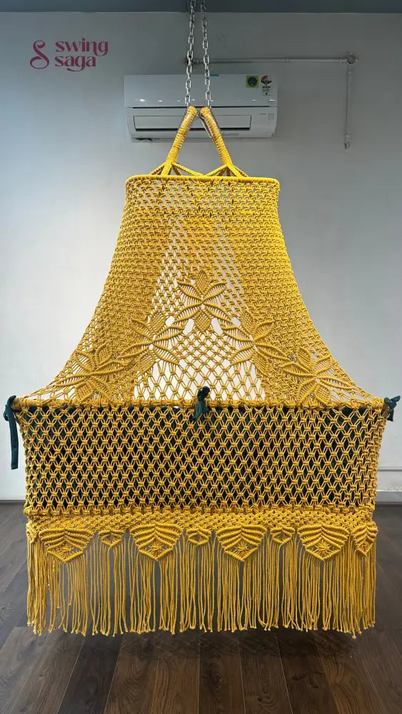 Yellow macrame sofa swing - Swing Saga