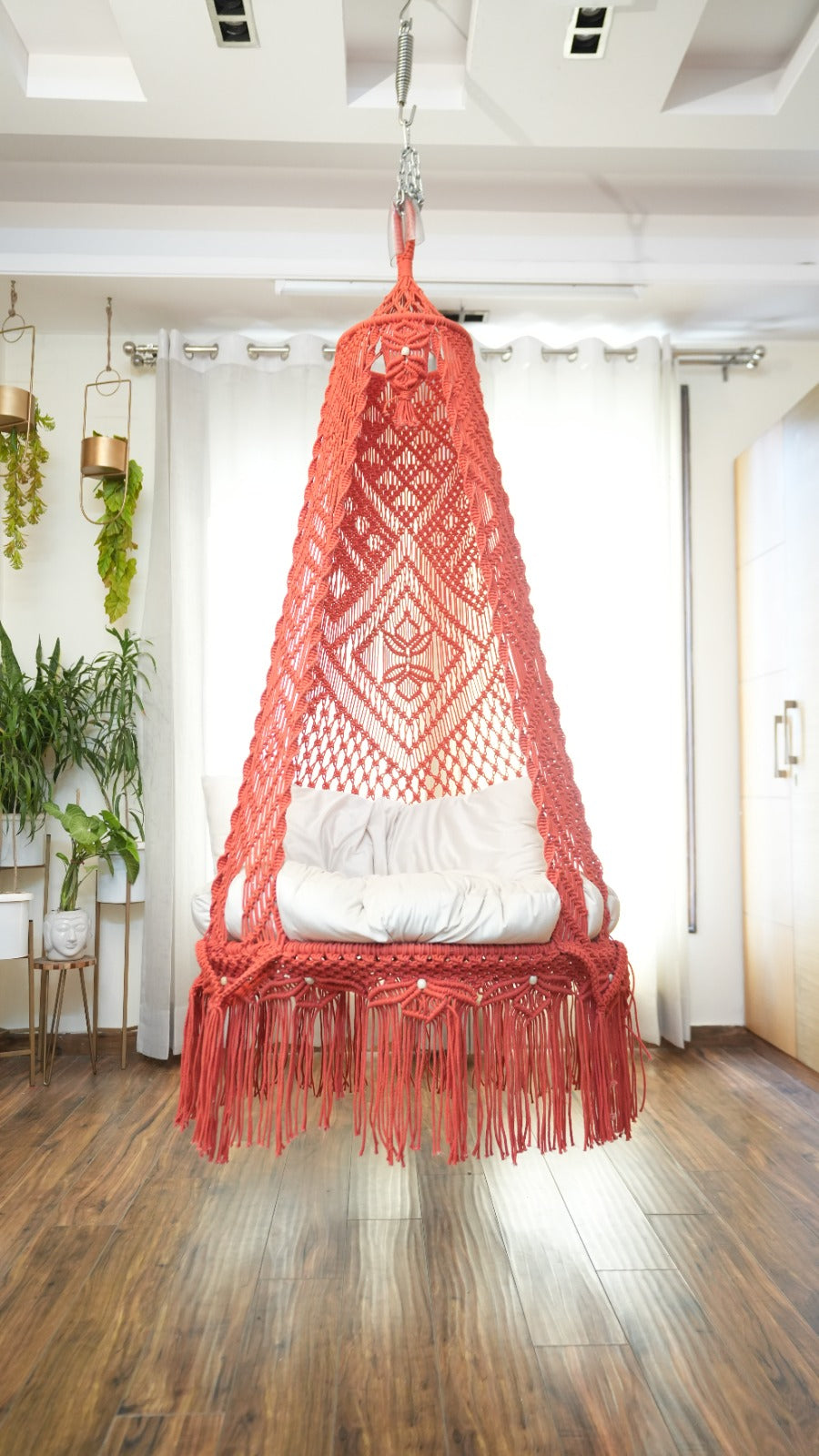 Orange single seater hanging chair - Swing Saga