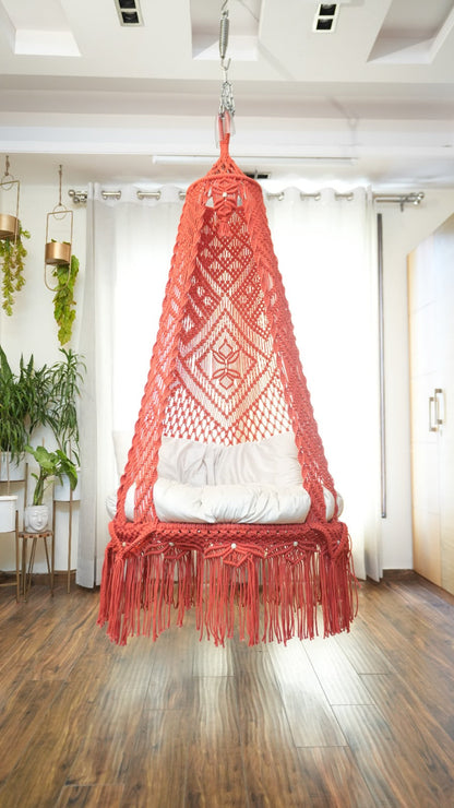 Orange single seater hanging chair - Swing Saga