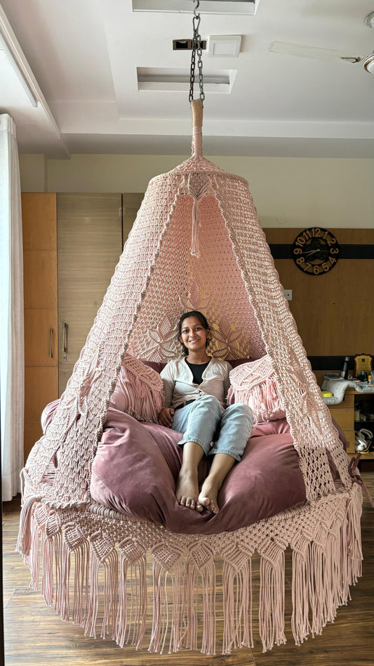 Lush Lux Pink Macrame Bed Swing - Swing Saga