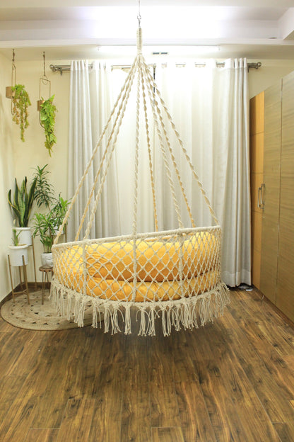 White / Yellow Double seater hanging chair - Swing Saga