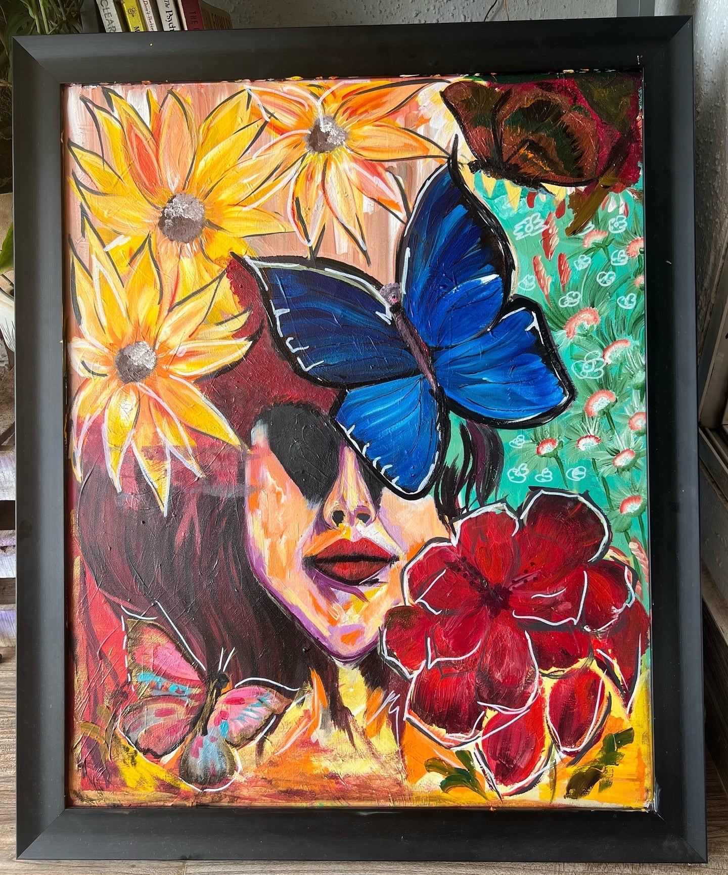 She Blooms Unseen - Women hiding in flowers Painting