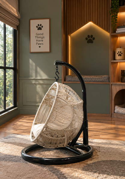 Pawfect Swing -  Handmade macrame hanging cat swing