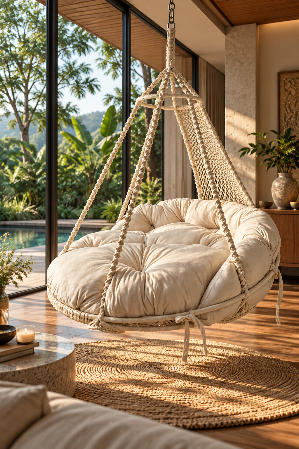 Outdoor White Porch Swing – Moon by Swing Saga