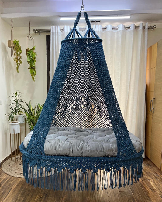 Navy Blue / Light Grey Double seater hanging chair - Swing Saga