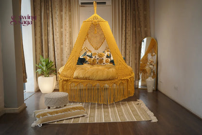 Yellow  Macrame Bed Swing - Swing Saga