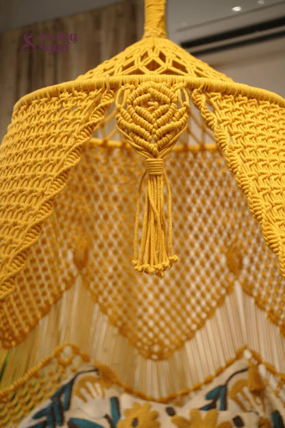 Yellow  Macrame Bed Swing - Swing Saga