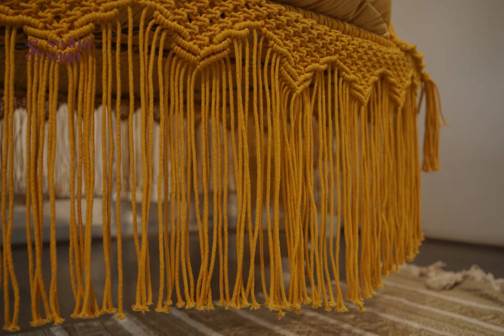 Yellow  Macrame Bed Swing - Swing Saga