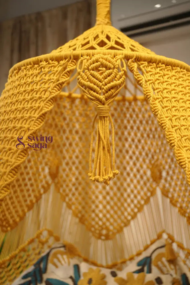 Yellow  Macrame Bed Swing - Swing Saga