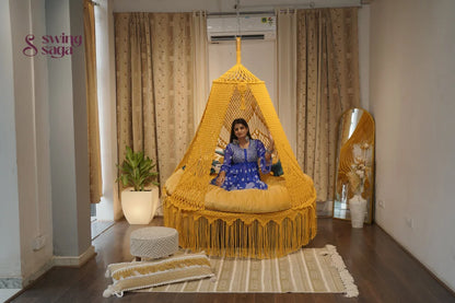 Yellow  Macrame Bed Swing - Swing Saga
