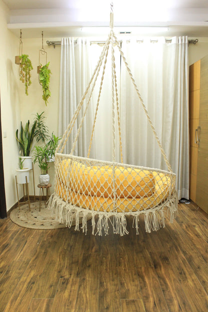 White / Yellow Double seater hanging chair - Swing Saga