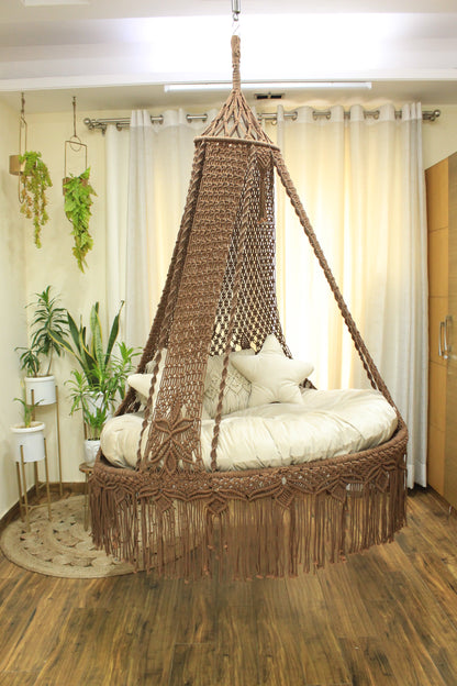 Wood Brown Double seater hanging chair - Swing Saga