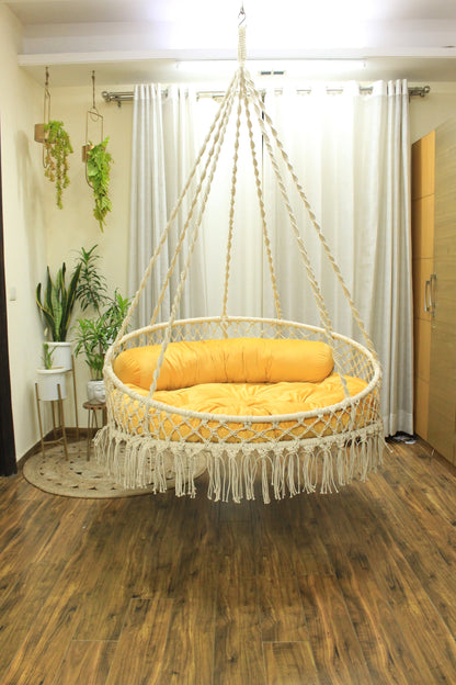 White / Yellow Double seater hanging chair - Swing Saga